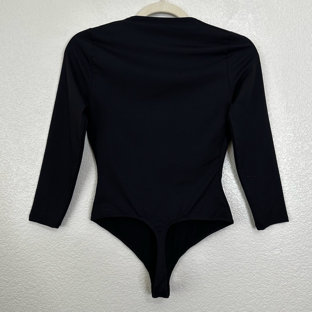 Free People Intimately Black V-neck 3/4 Sleeves Bodysuit, Size XS - Picture 5 of 11